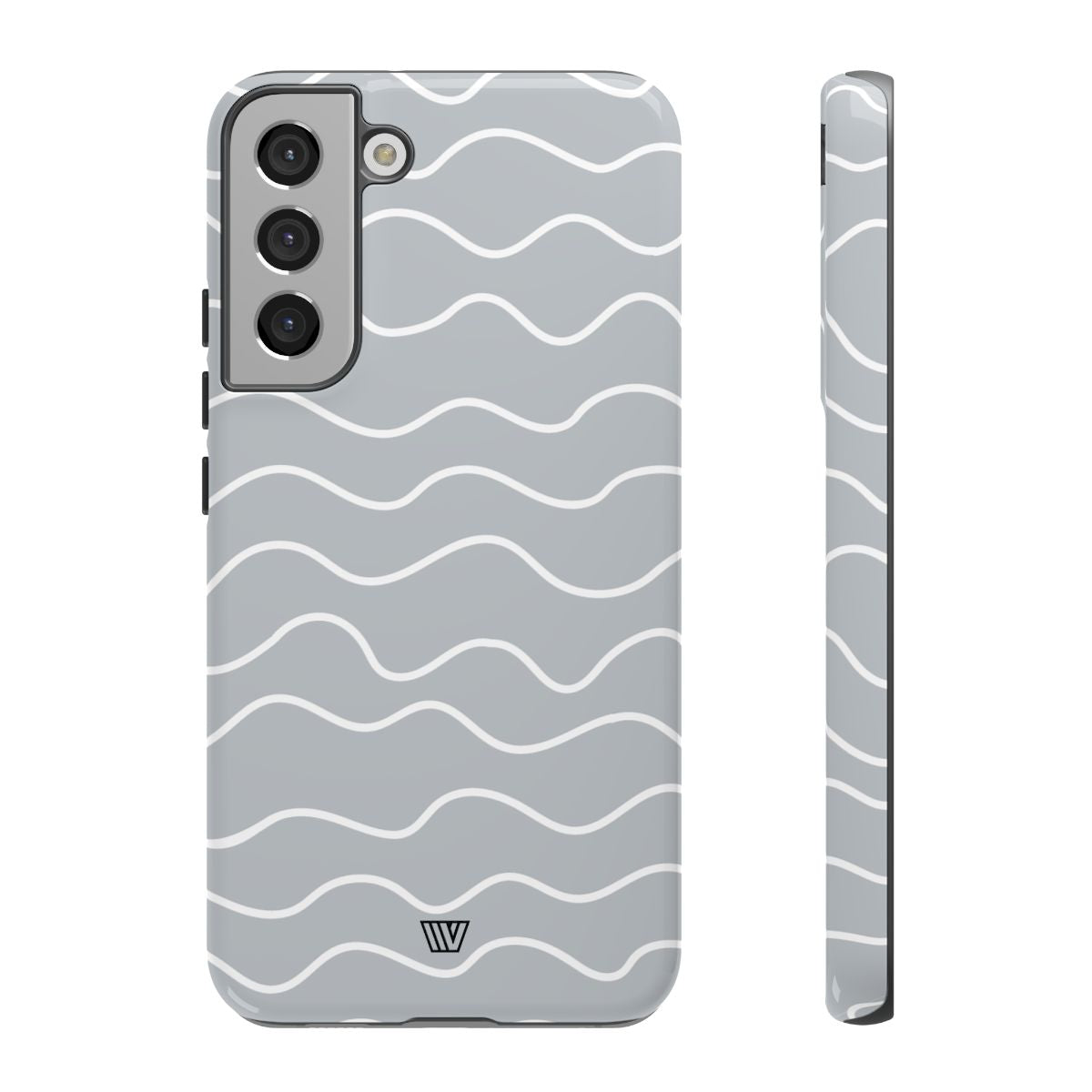Tough Phone Case Gray Waves Dual-Layer Protection
