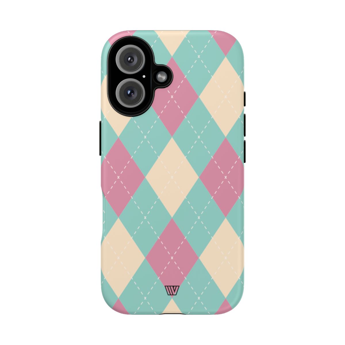 Tough Phone Case Blue Pink Beige Argyle Pattern