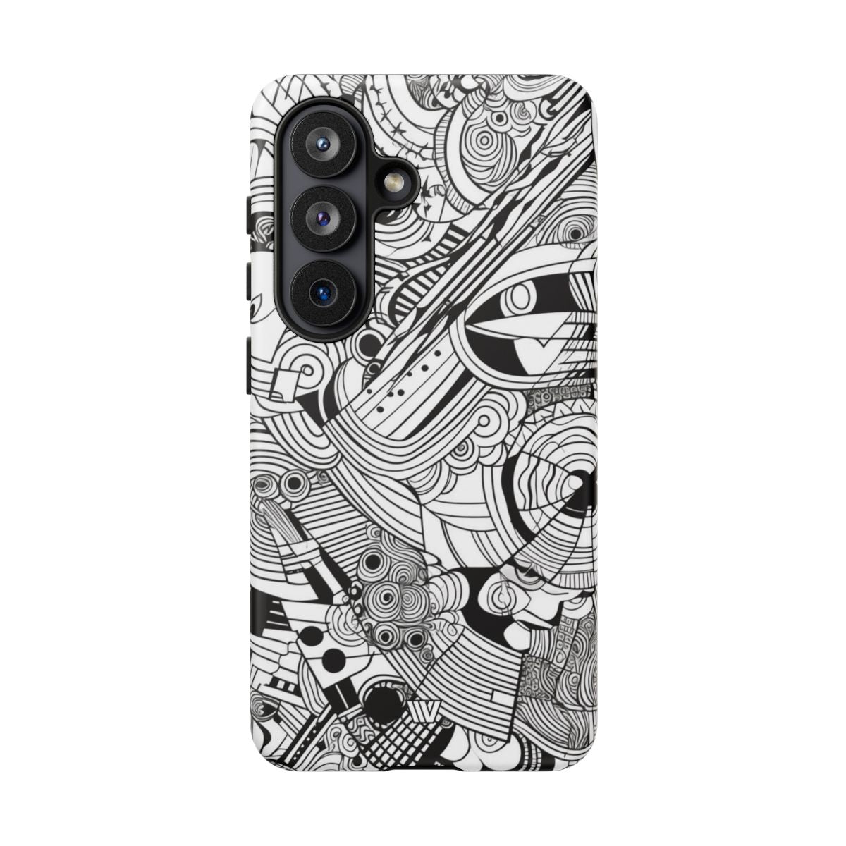 B&W Abstract Doodle Tough Phone Case with Impact Resistance Polycarbonate Shell