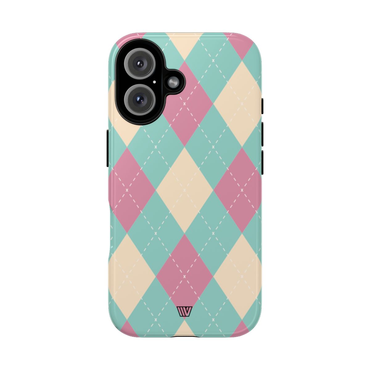 Tough Phone Case Blue Pink Beige Argyle Pattern