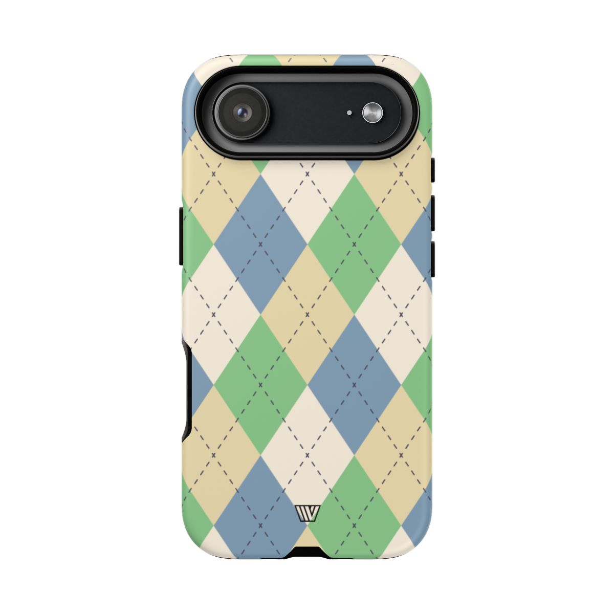 Tough Phone Case Green Blue Beige Argyle Polycarbonate Shell
