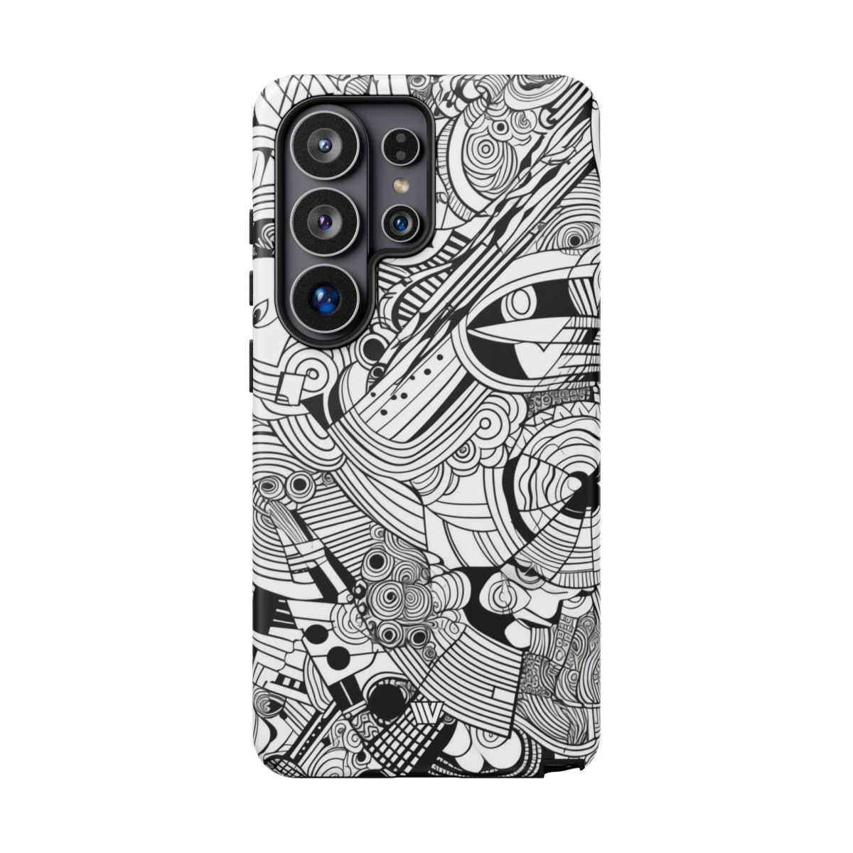 B&W Abstract Doodle Tough Phone Case with Impact Resistance Polycarbonate Shell