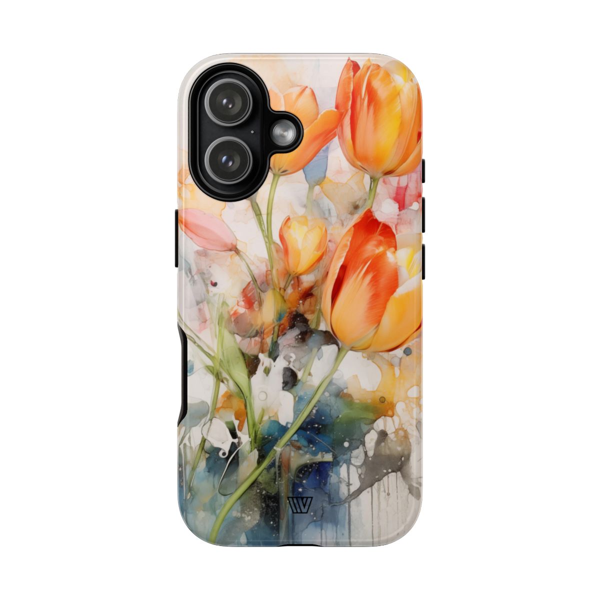 Watercolor Tulips Tough Phone Case Impact Resistant Polycarbonate Shell