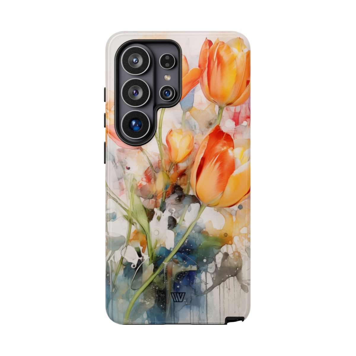 Watercolor Tulips Tough Phone Case Impact Resistant Polycarbonate Shell