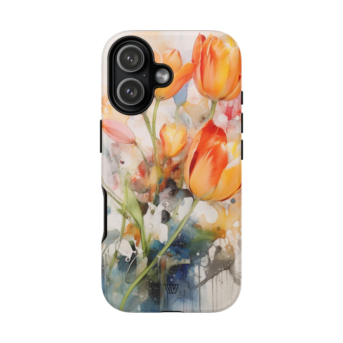 Watercolor Tulips Tough Phone Case Impact Resistant Polycarbonate Shell