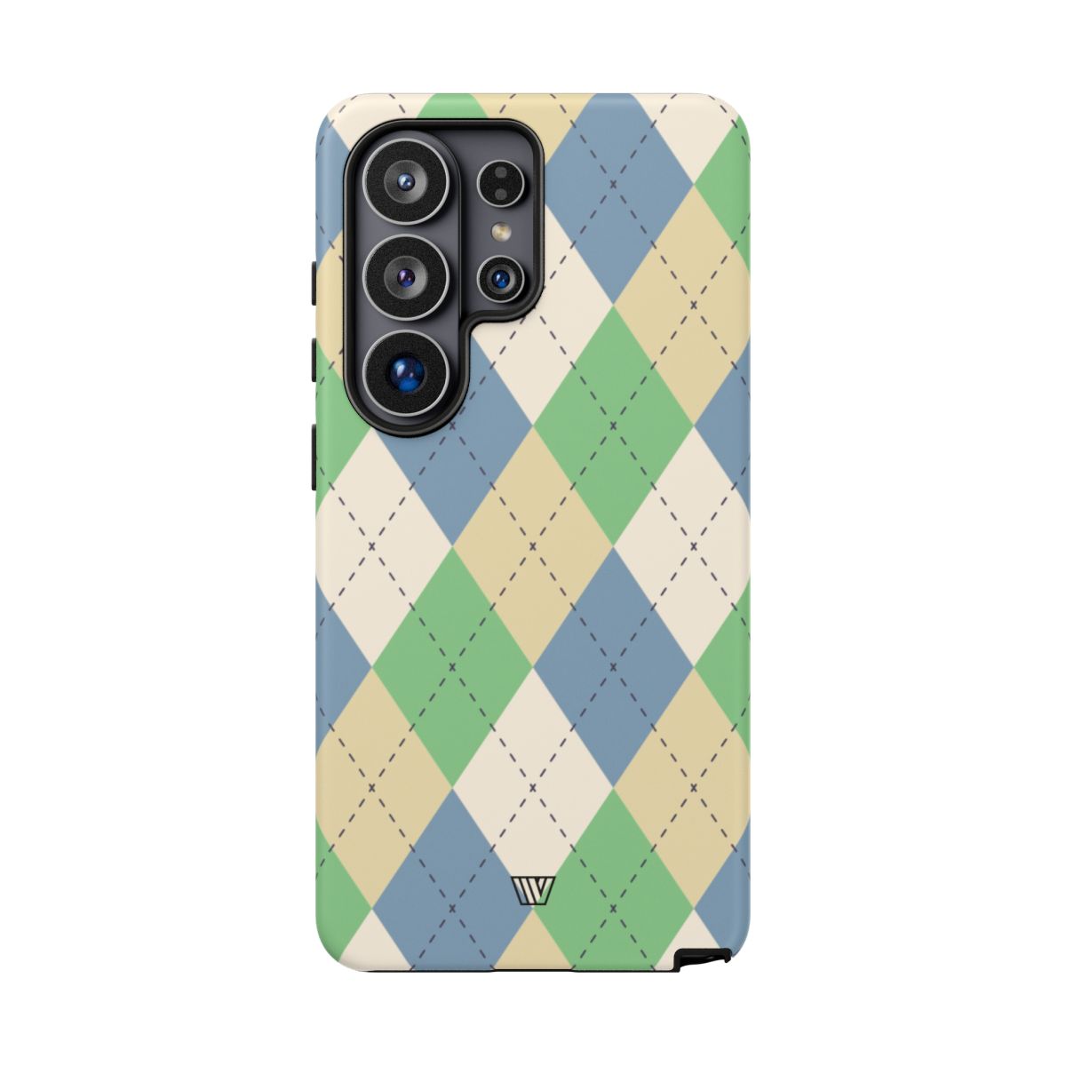 Tough Phone Case Green Blue Beige Argyle Polycarbonate Shell