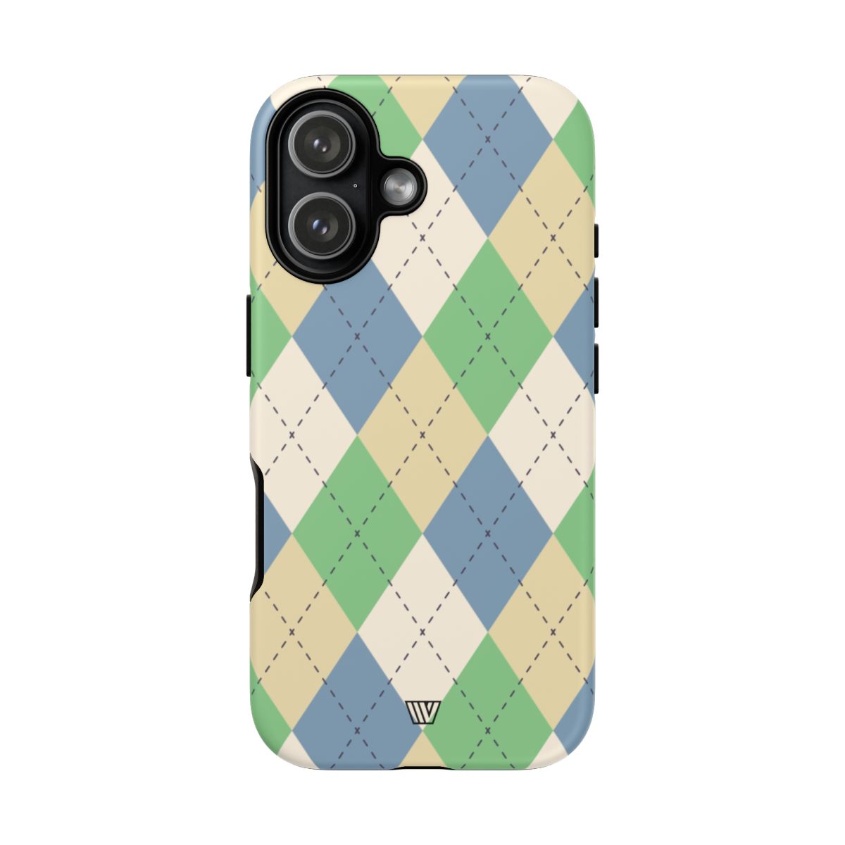 Tough Phone Case Green Blue Beige Argyle Polycarbonate Shell