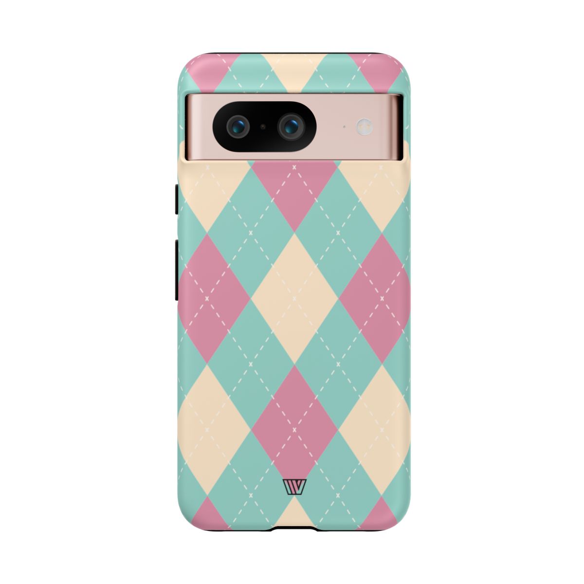 Tough Phone Case Blue Pink Beige Argyle Pattern