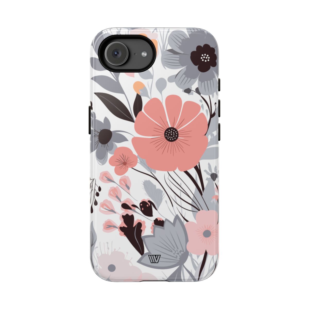 Gray Pastel Flowers Tough Phone Case