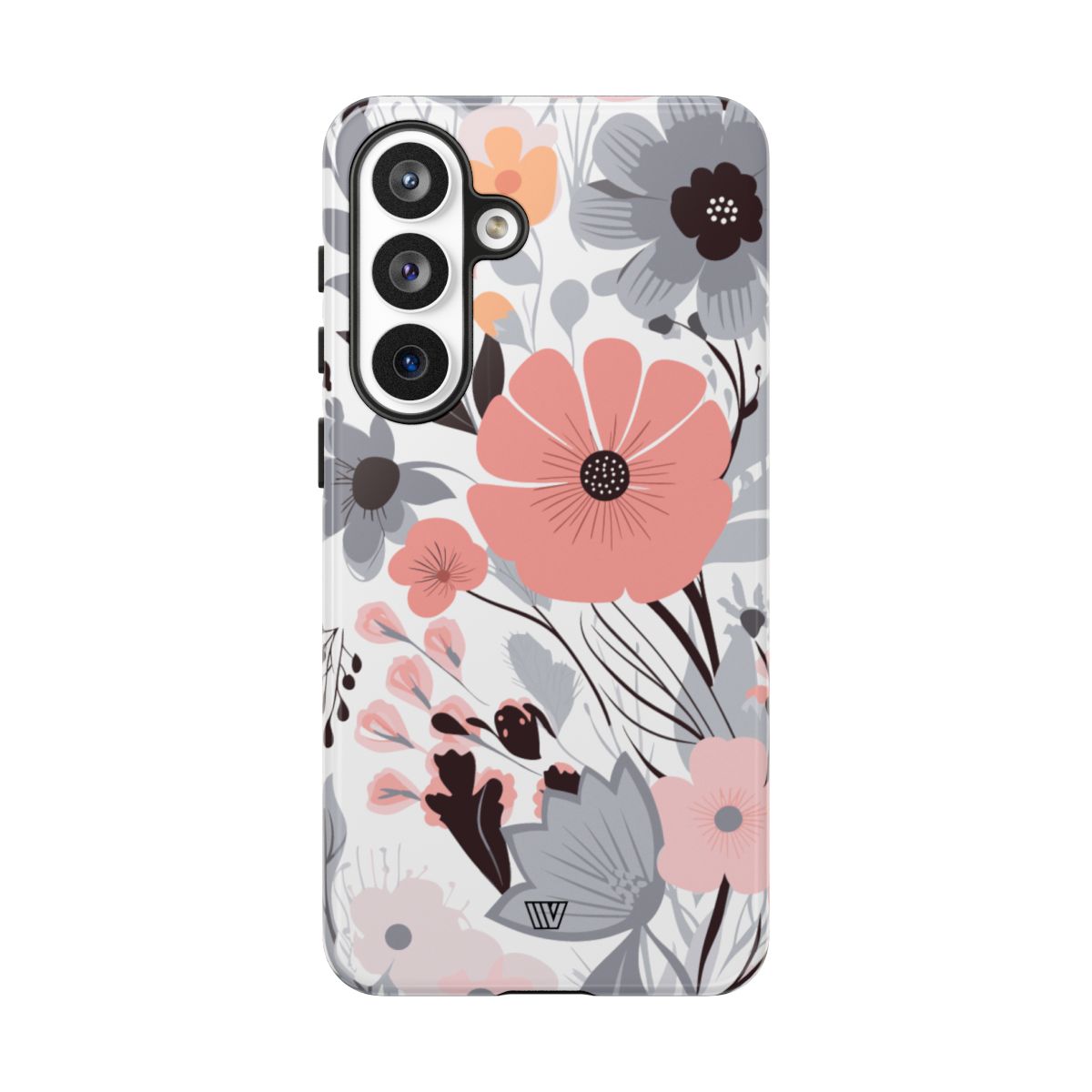 Gray Pastel Flowers Tough Phone Case