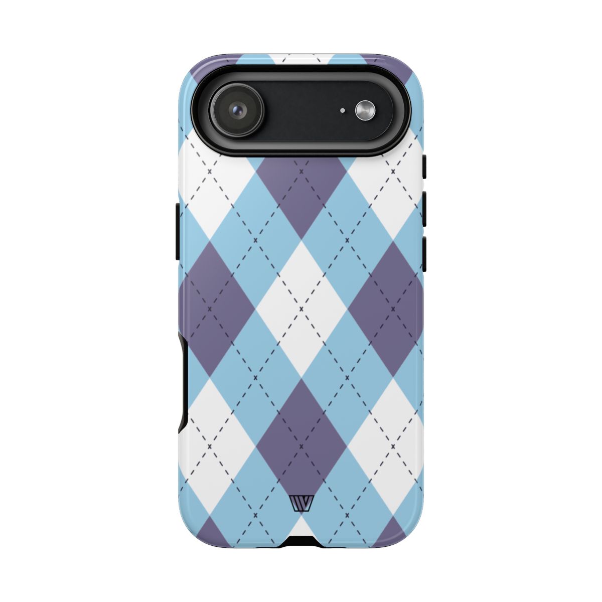 Tough Phone Case Blue White Purple Argyle Polycarbonate Shell