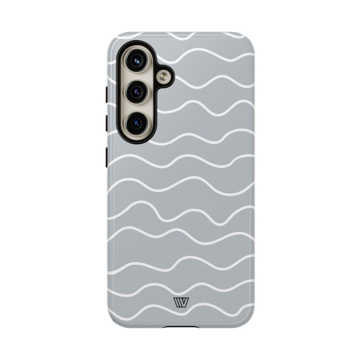 Tough Phone Case Gray Waves Dual-Layer Protection