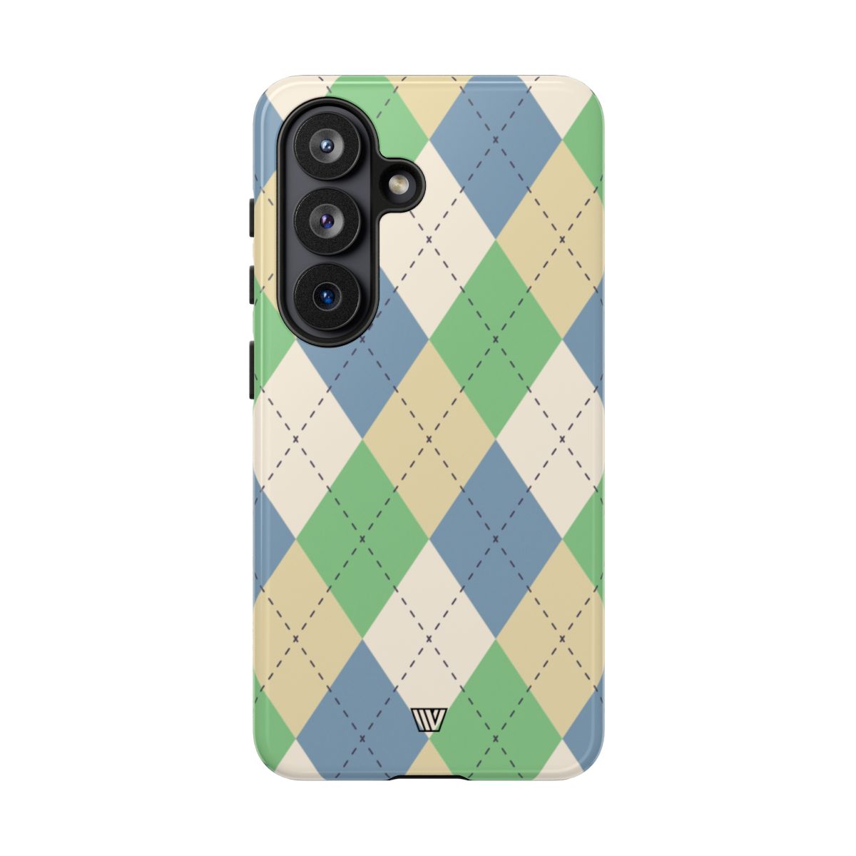 Tough Phone Case Green Blue Beige Argyle Polycarbonate Shell
