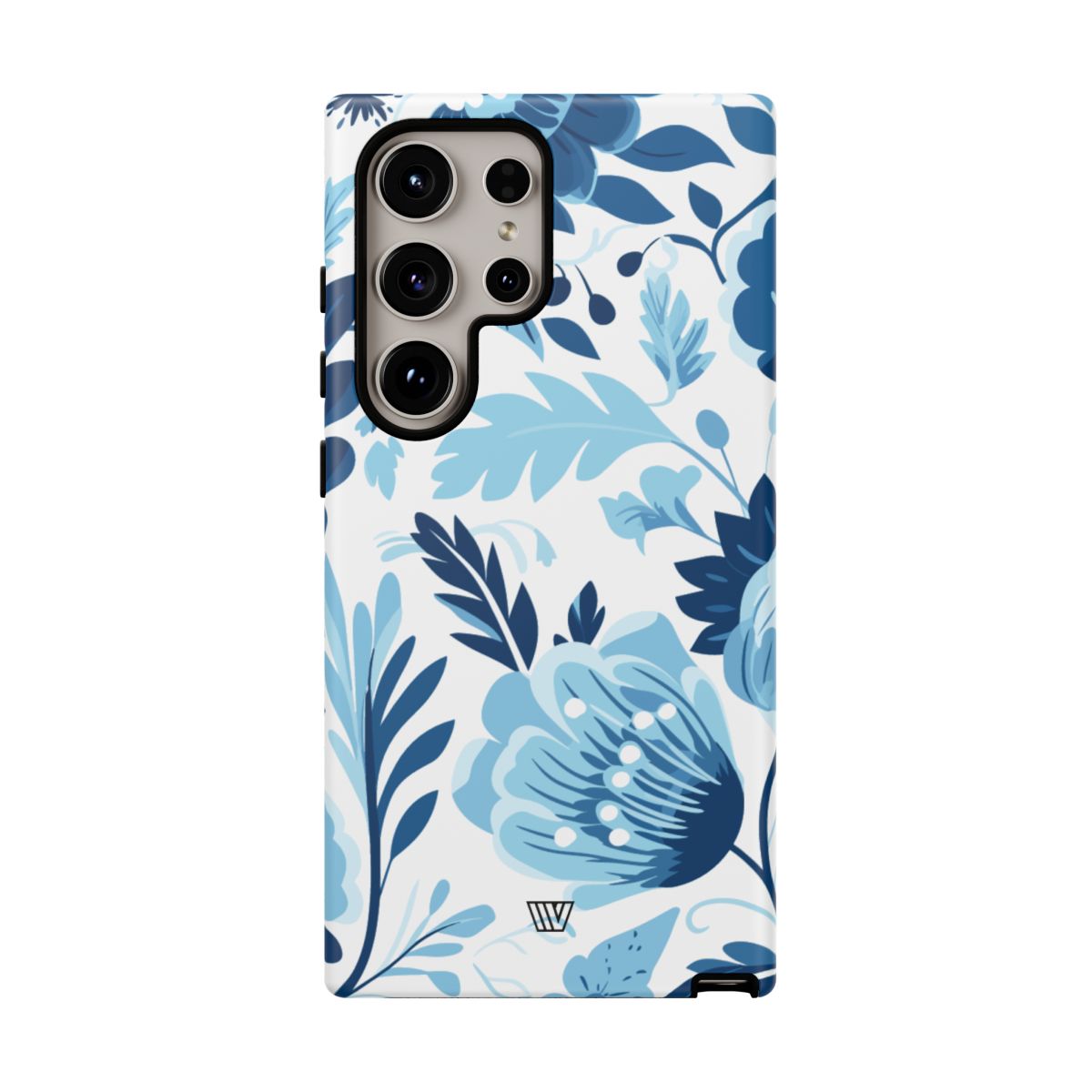 Blue White Flowers Tough Phone Case