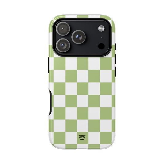 Pale Olive White Checkerboard Tough Phone Case