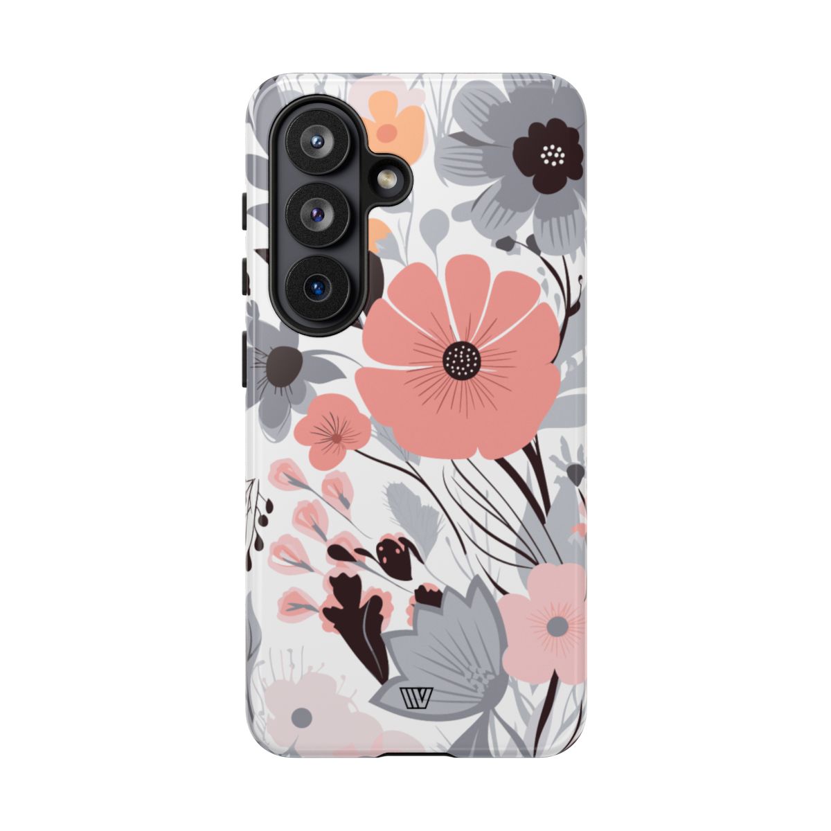 Gray Pastel Flowers Tough Phone Case