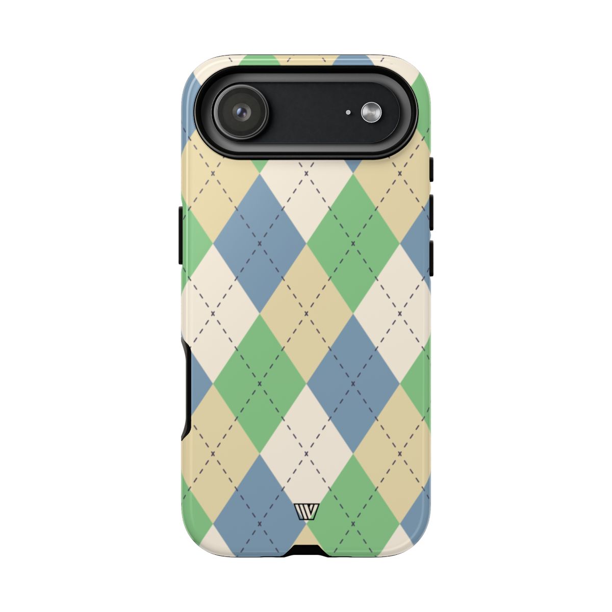 Tough Phone Case Green Blue Beige Argyle Polycarbonate Shell