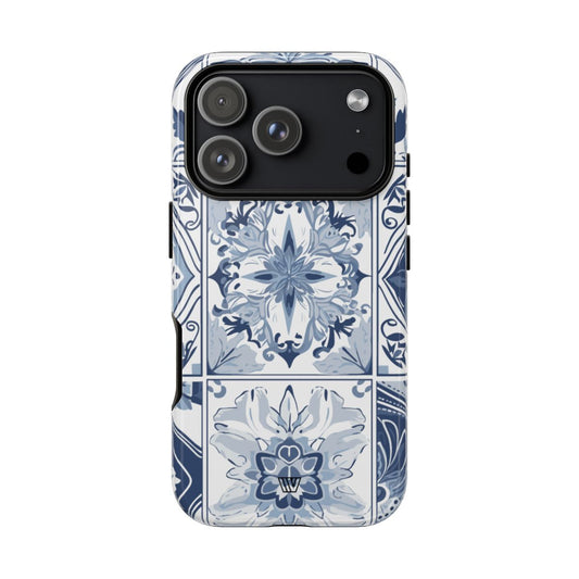 Blue White Tile Tough Impact-Resistant Phone Case