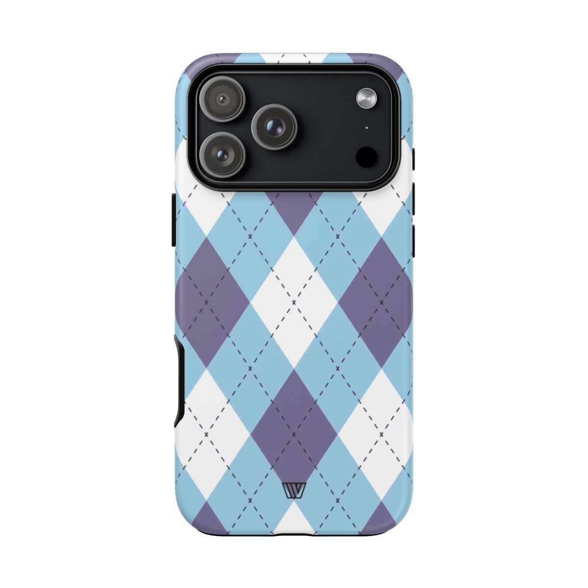 Tough Phone Case Blue White Purple Argyle Polycarbonate Shell