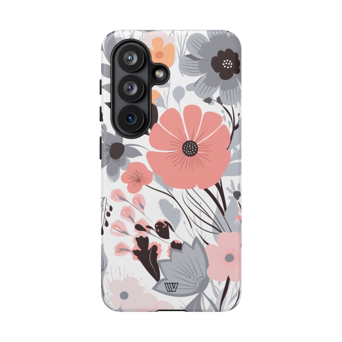Gray Pastel Flowers Tough Phone Case