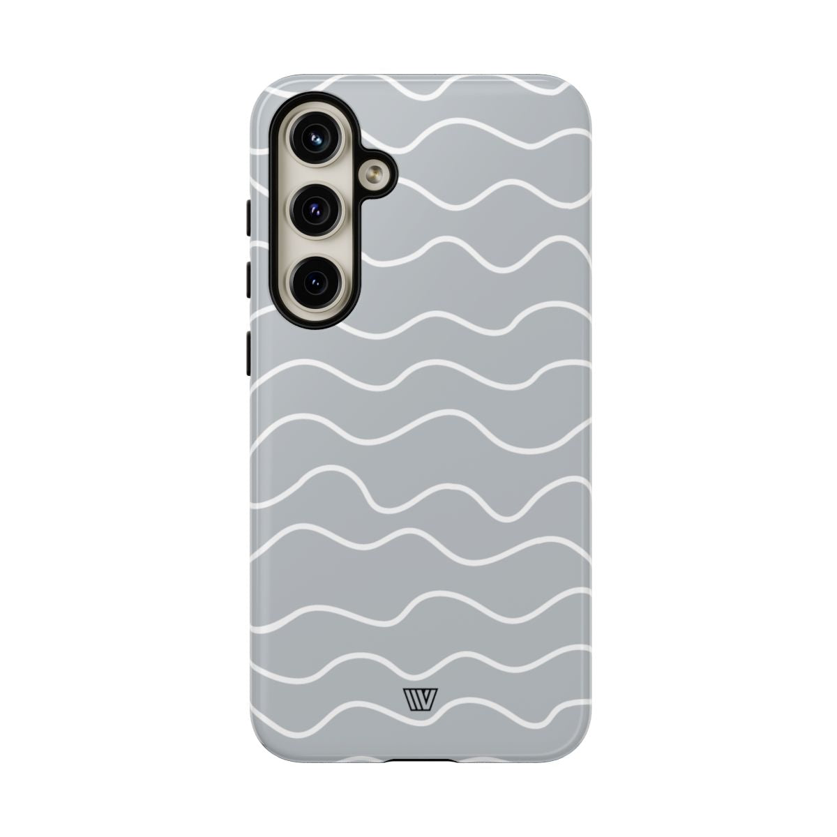 Tough Phone Case Gray Waves Dual-Layer Protection