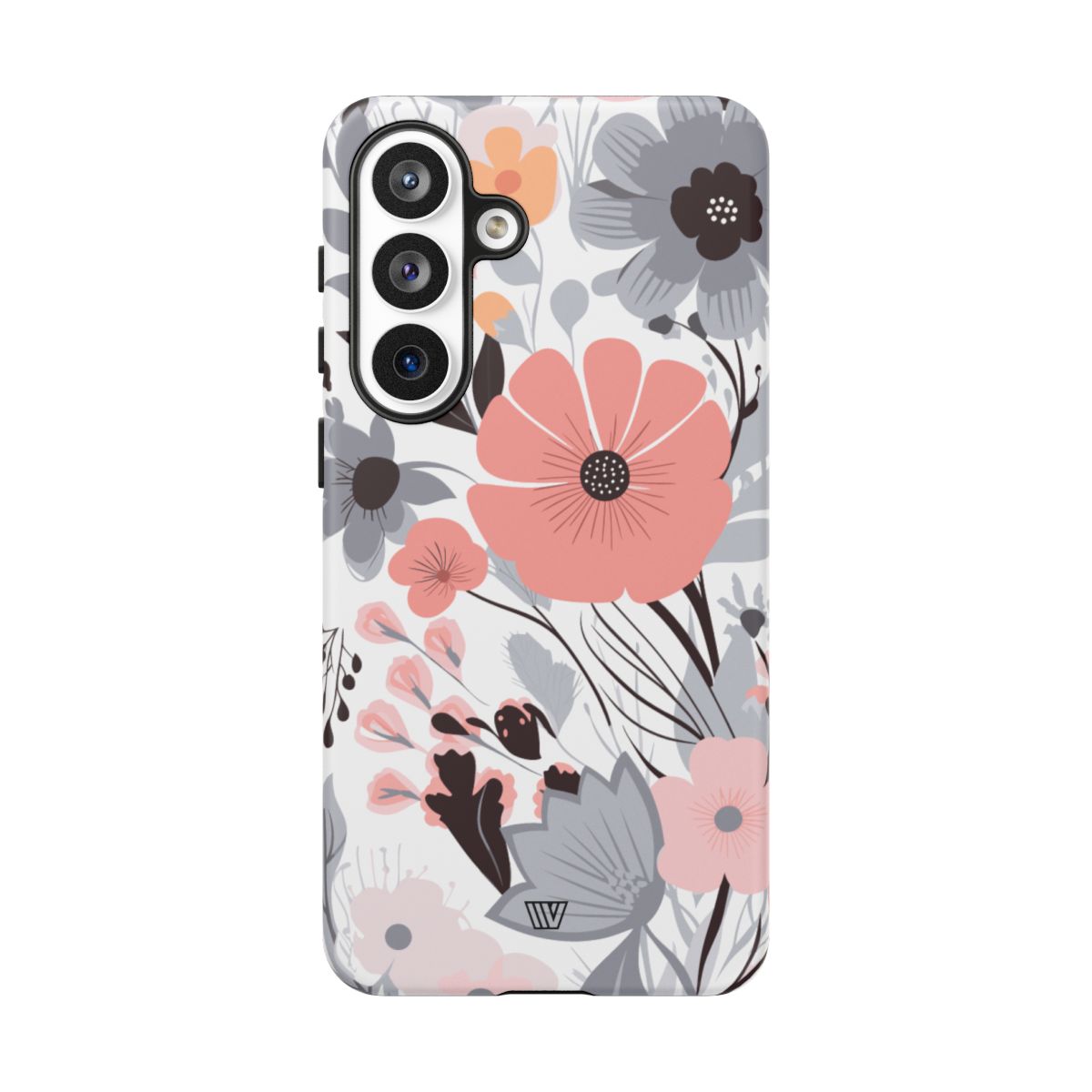 Gray Pastel Flowers Tough Phone Case