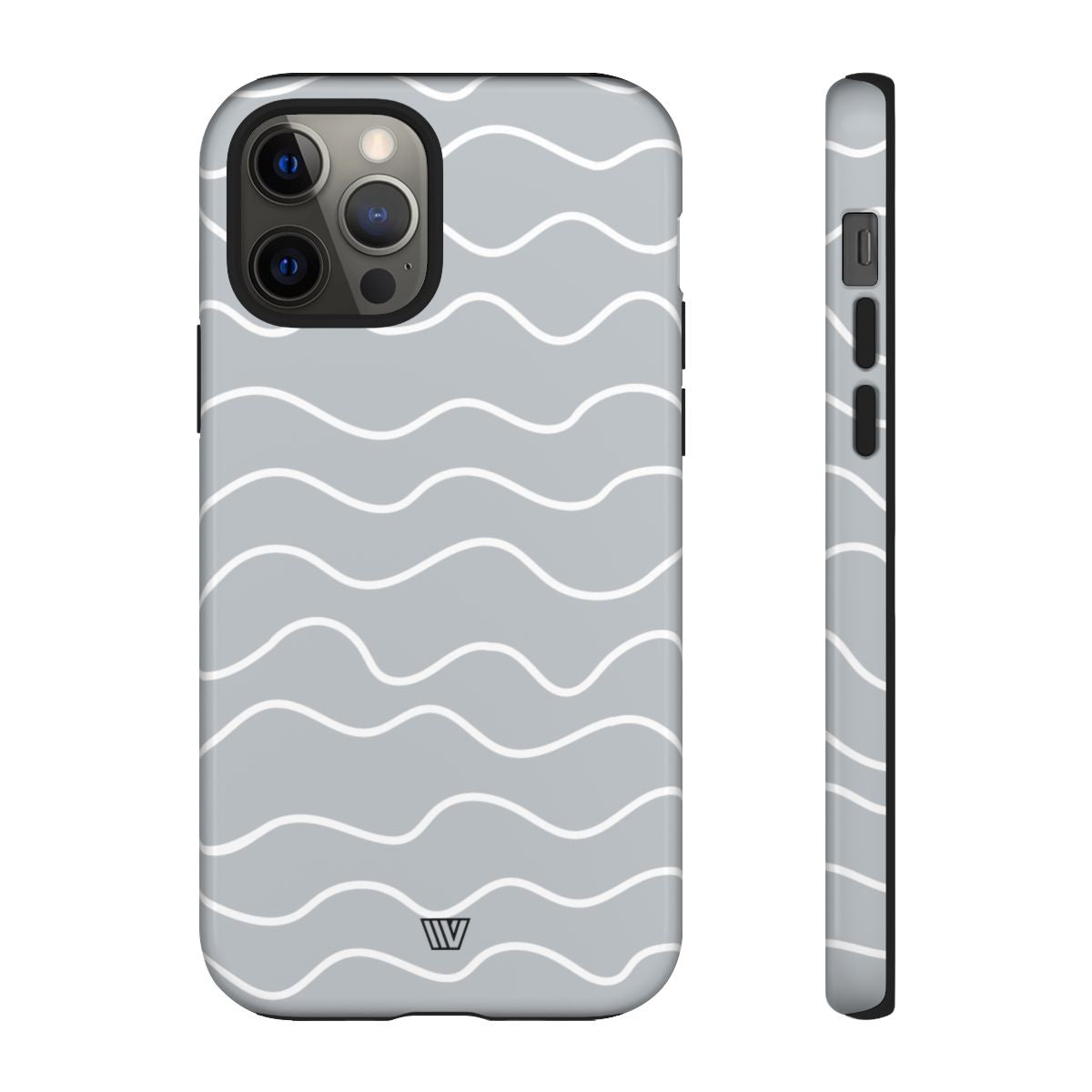 Tough Phone Case Gray Waves Dual-Layer Protection