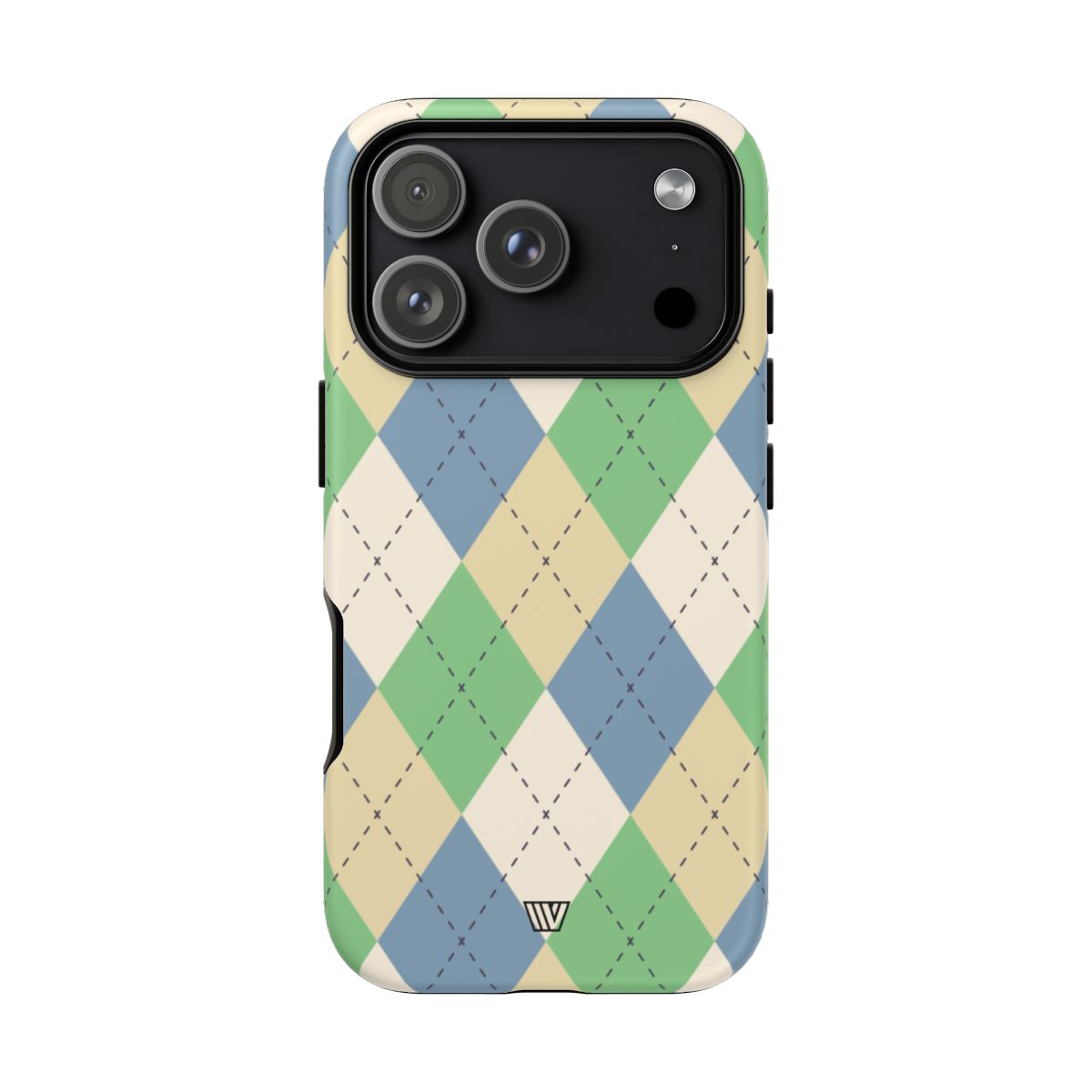 Tough Phone Case Green Blue Beige Argyle Polycarbonate Shell