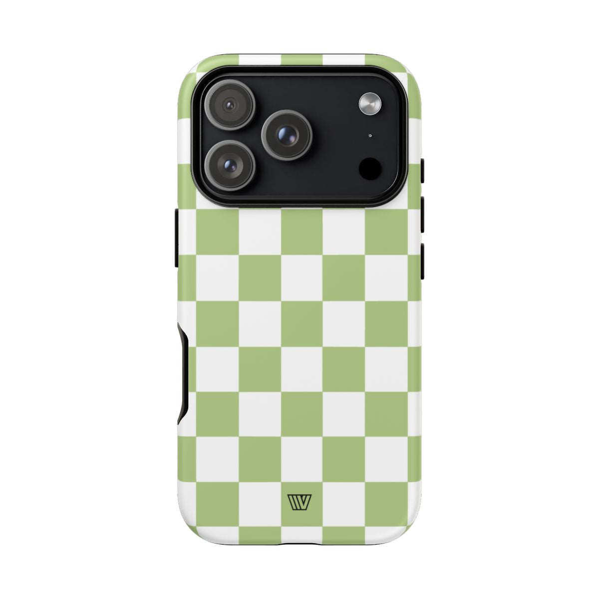 Pale Olive White Checkerboard Tough Phone Case