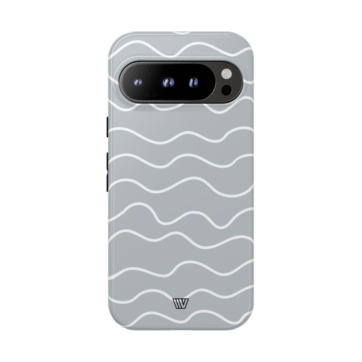 Tough Phone Case Gray Waves Dual-Layer Protection