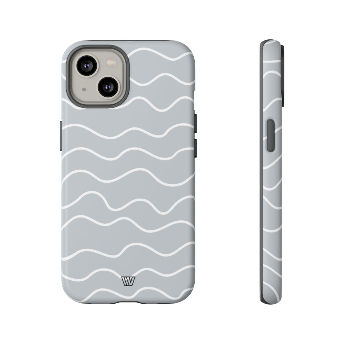 Tough Phone Case Gray Waves Dual-Layer Protection