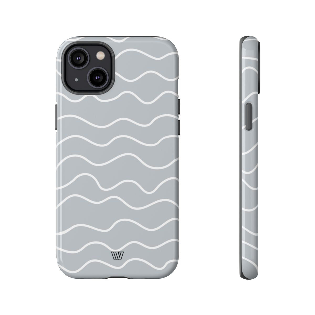 Tough Phone Case Gray Waves Dual-Layer Protection