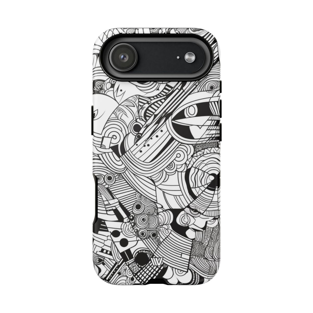 B&W Abstract Doodle Tough Phone Case with Impact Resistance Polycarbonate Shell