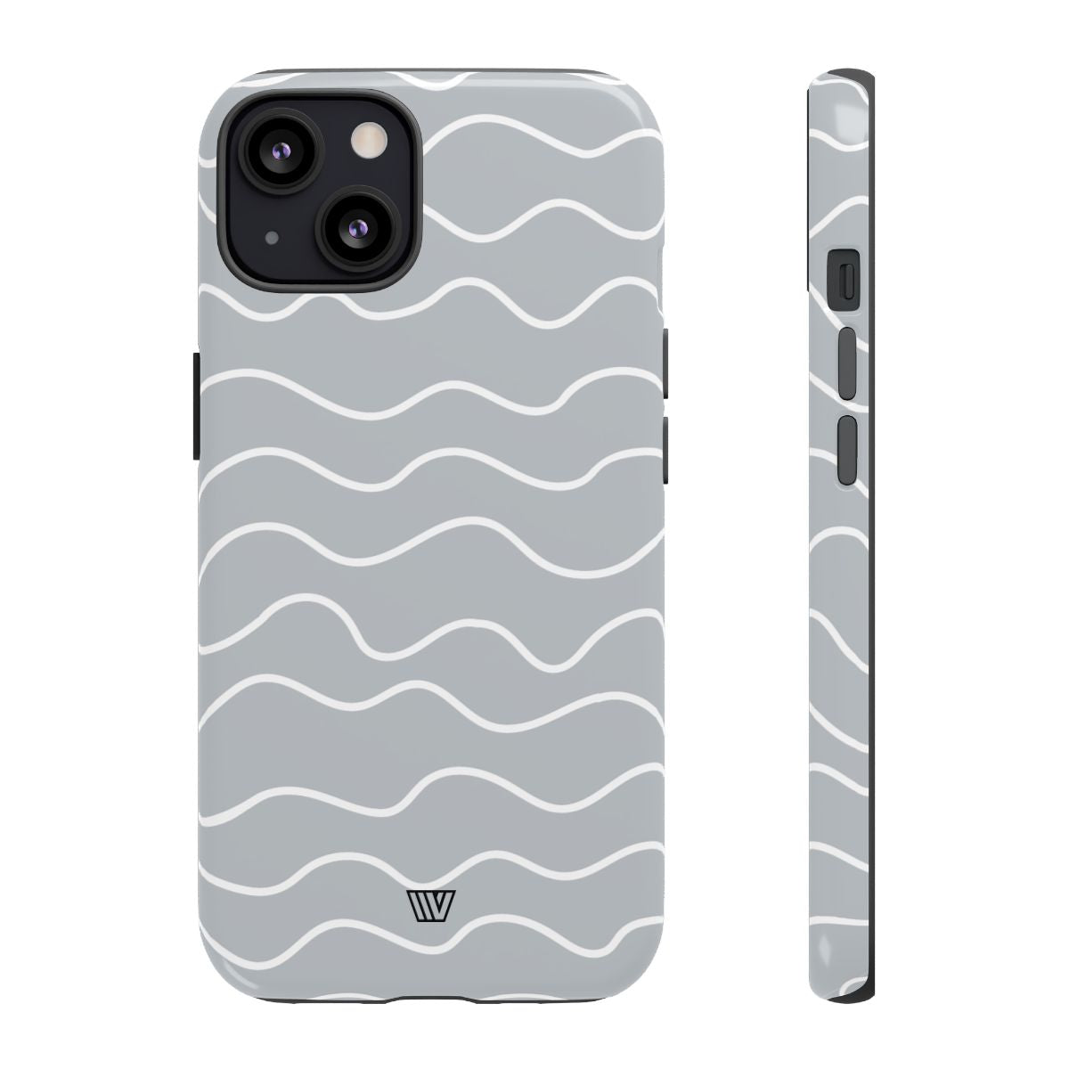 Tough Phone Case Gray Waves Dual-Layer Protection
