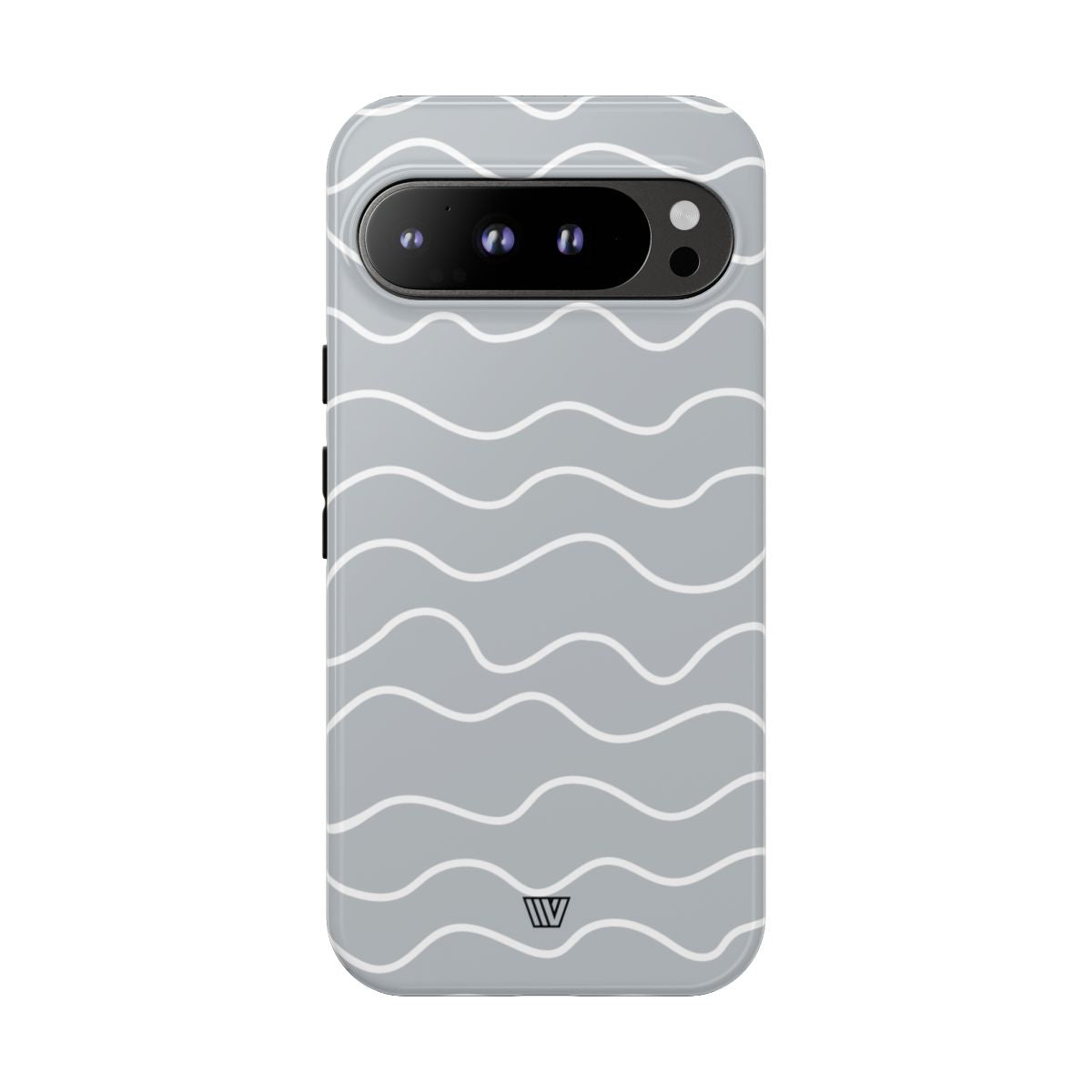Tough Phone Case Gray Waves Dual-Layer Protection