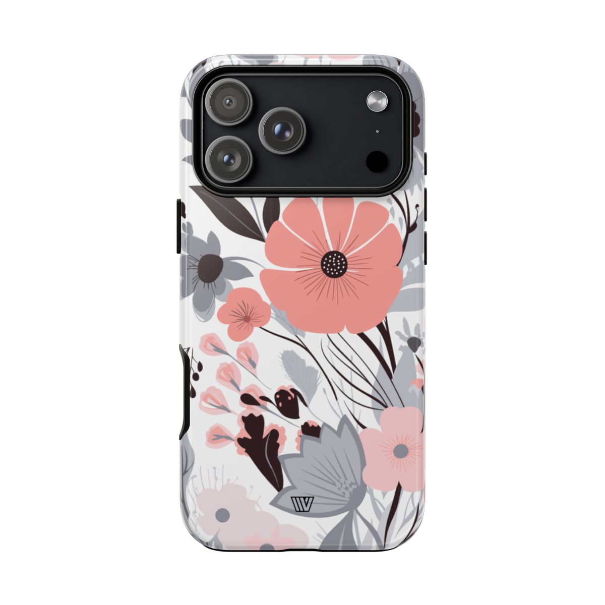 Gray Pastel Flowers Tough Phone Case