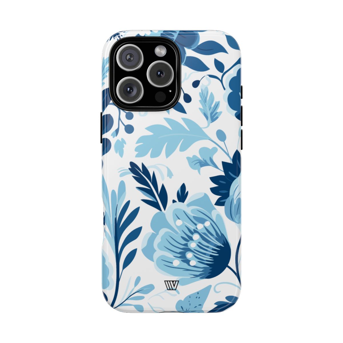 Blue White Flowers Tough Phone Case