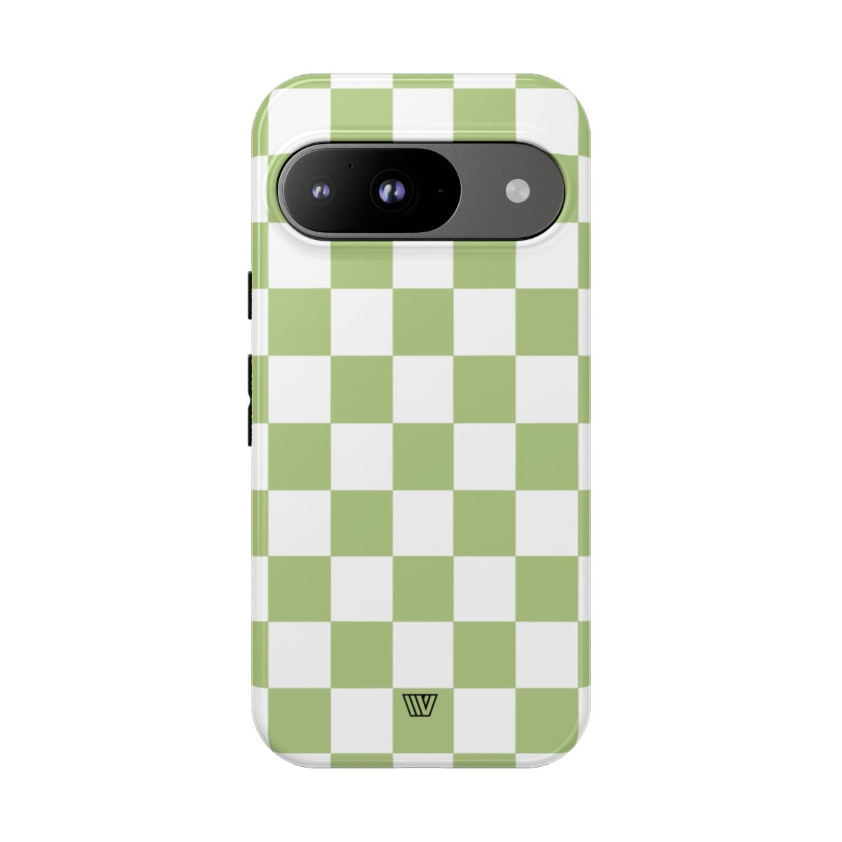 Pale Olive White Checkerboard Tough Phone Case
