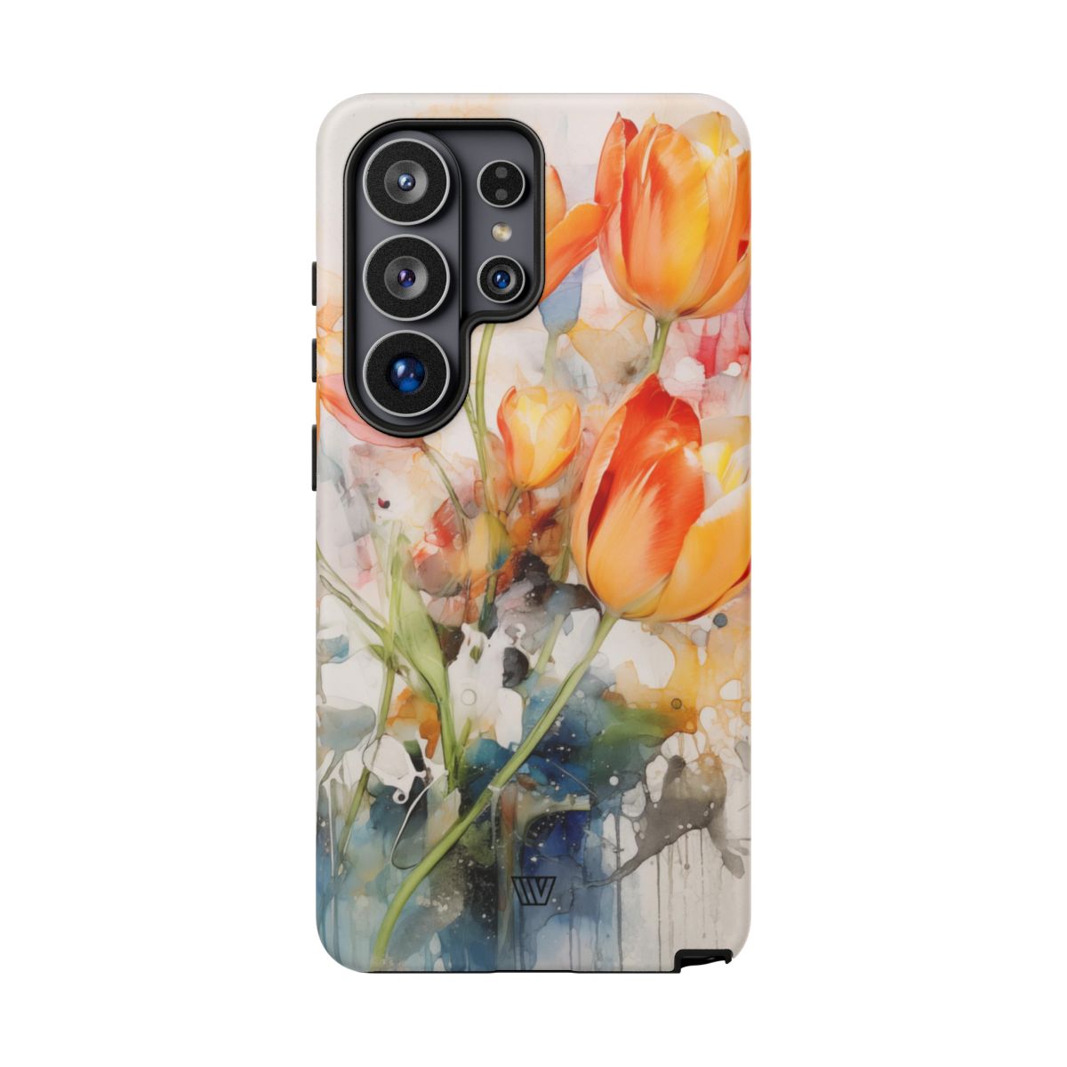 Watercolor Tulips Tough Phone Case Impact Resistant Polycarbonate Shell