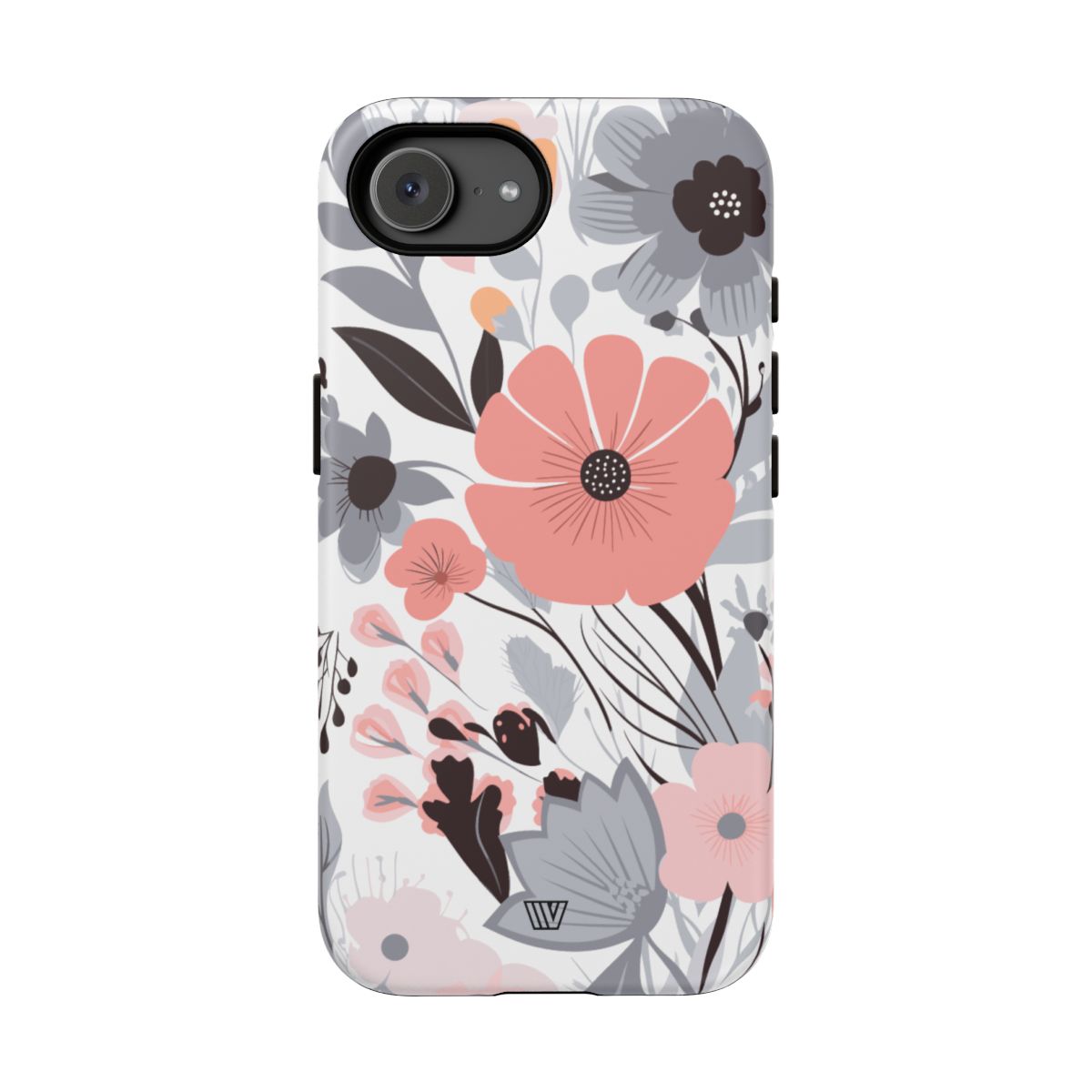Gray Pastel Flowers Tough Phone Case