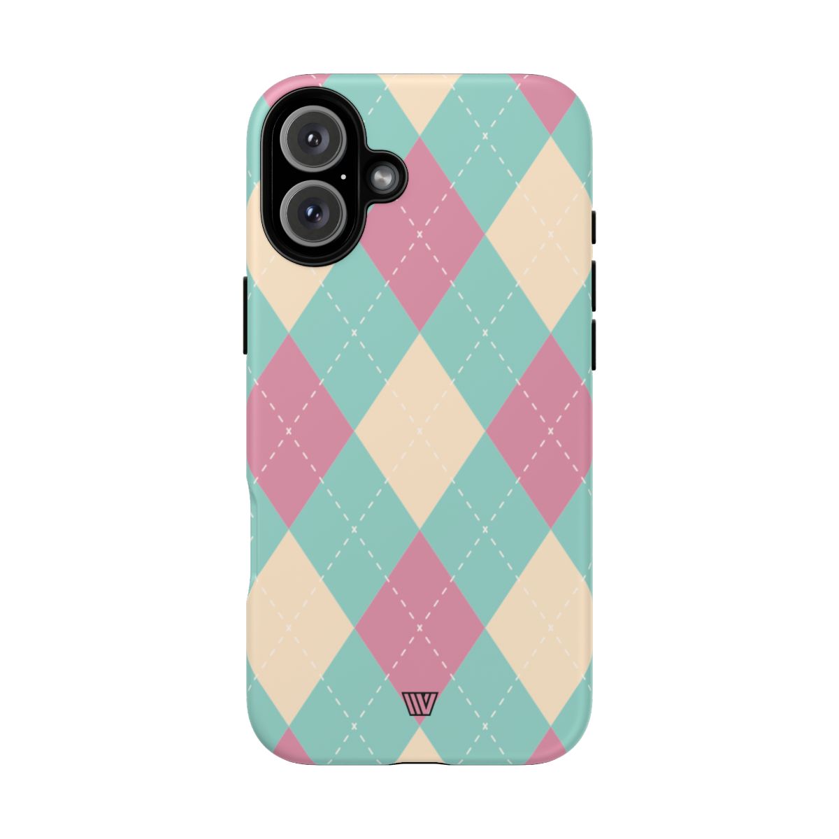 Tough Phone Case Blue Pink Beige Argyle Pattern