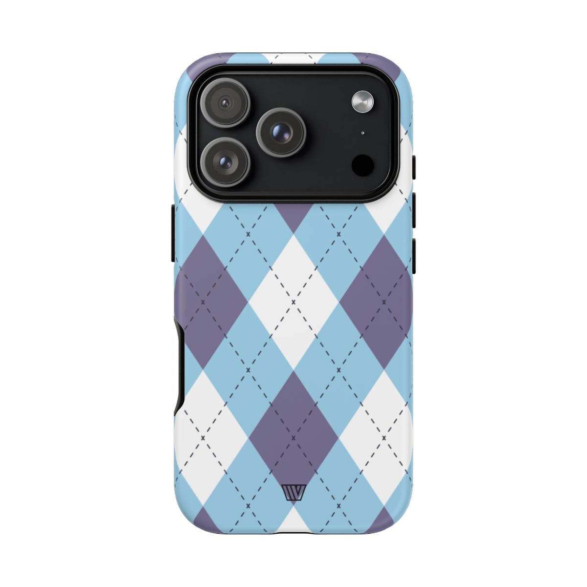 Tough Phone Case Blue White Purple Argyle Polycarbonate Shell