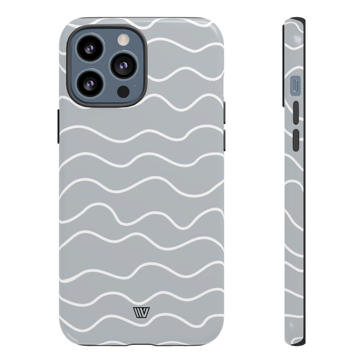 Tough Phone Case Gray Waves Dual-Layer Protection