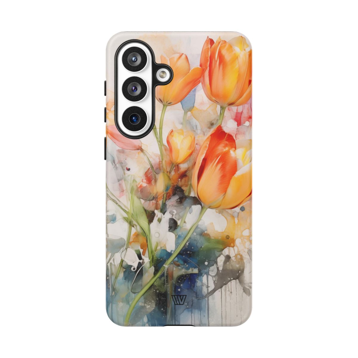 Watercolor Tulips Tough Phone Case Impact Resistant Polycarbonate Shell