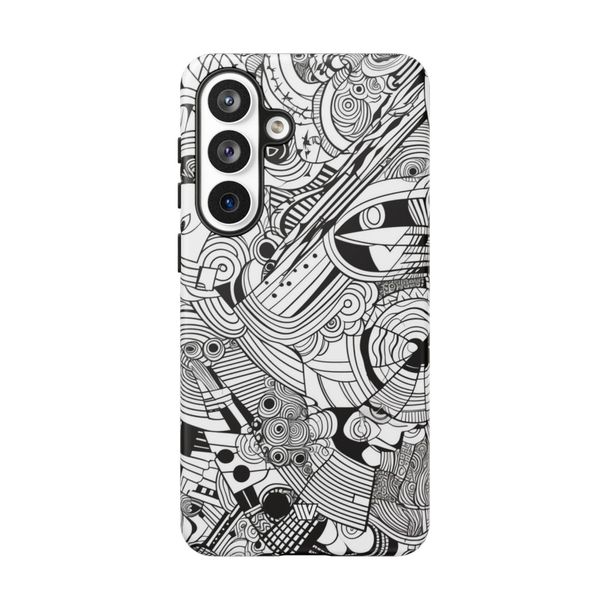 B&W Abstract Doodle Tough Phone Case with Impact Resistance Polycarbonate Shell