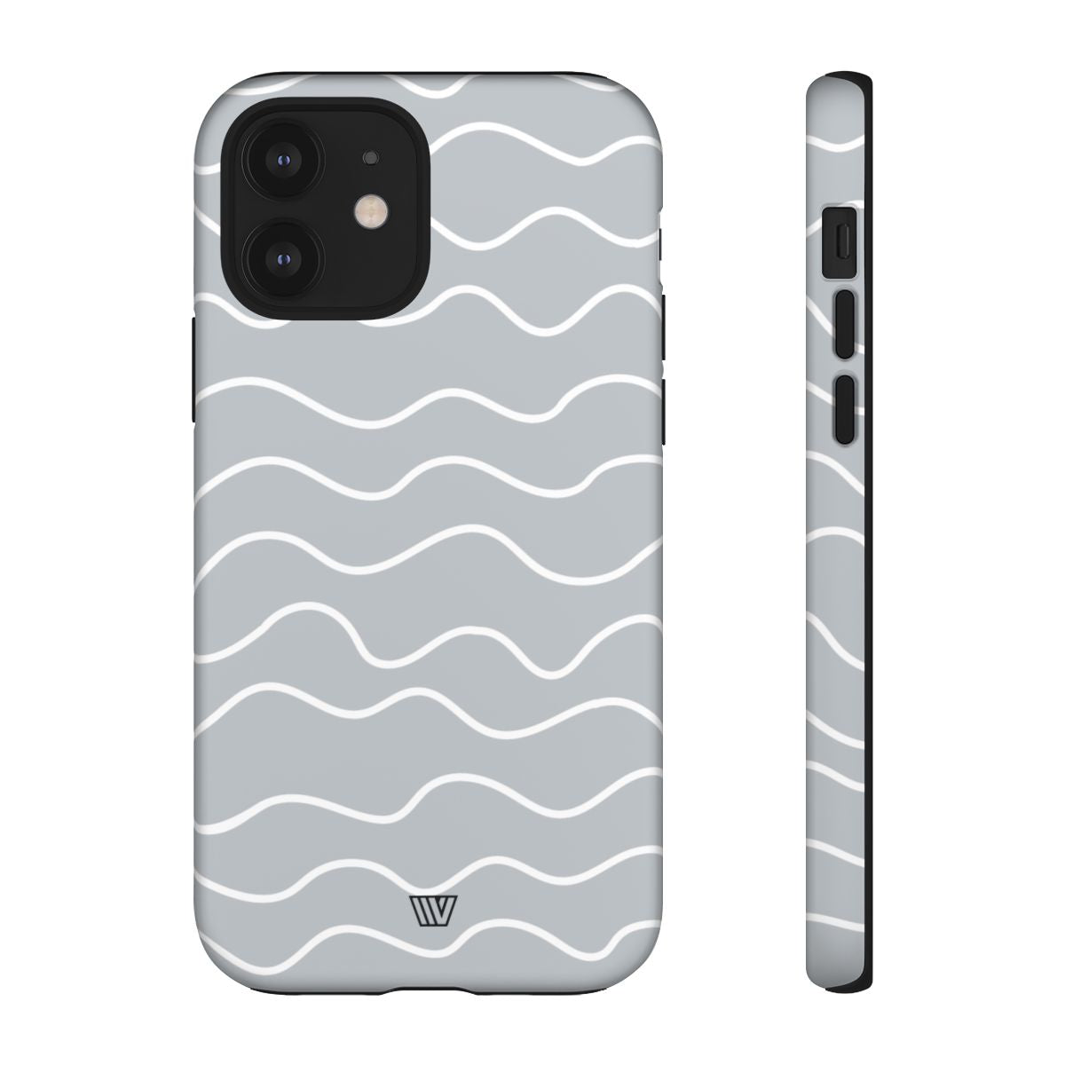 Tough Phone Case Gray Waves Dual-Layer Protection
