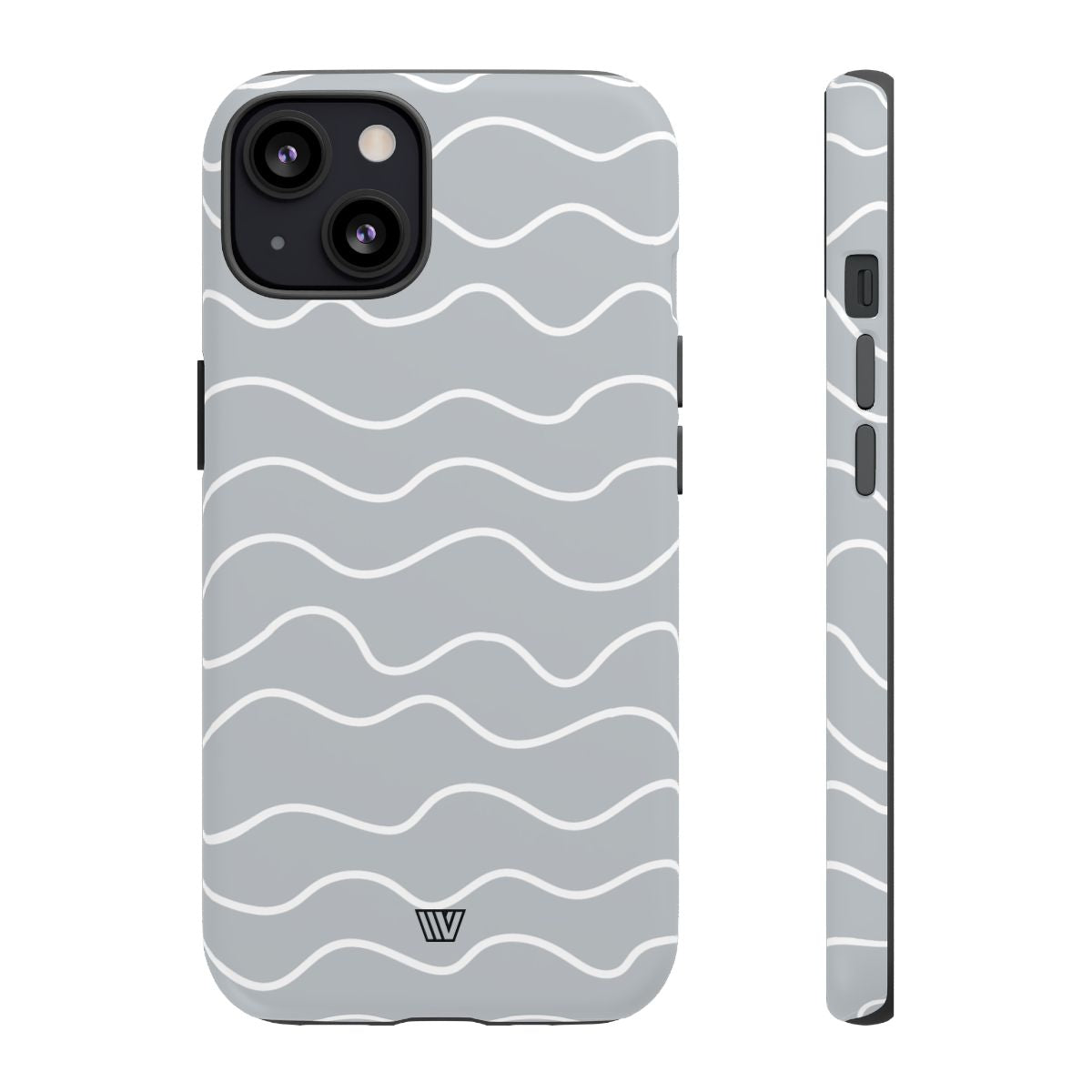 Tough Phone Case Gray Waves Dual-Layer Protection