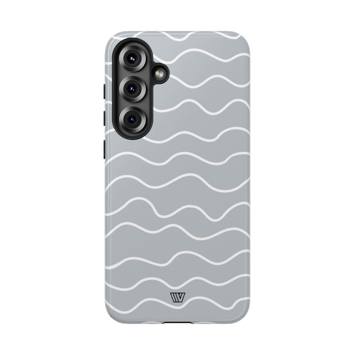 Tough Phone Case Gray Waves Dual-Layer Protection