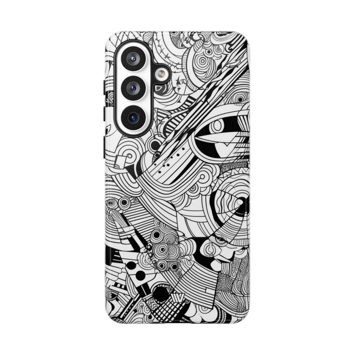 B&W Abstract Doodle Tough Phone Case with Impact Resistance Polycarbonate Shell