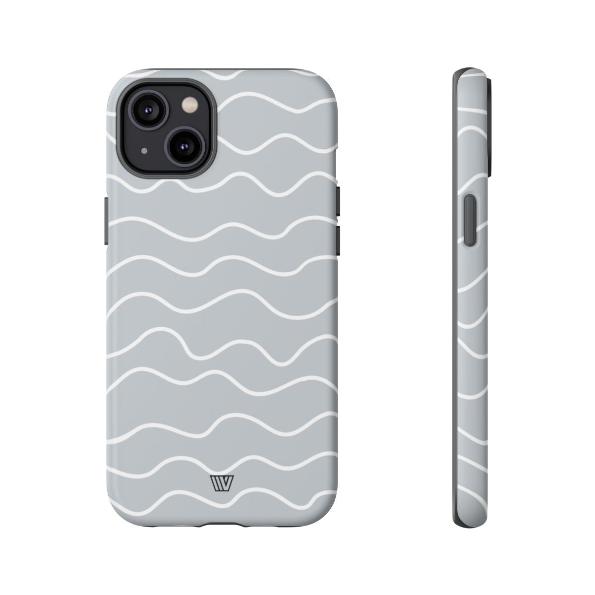 Tough Phone Case Gray Waves Dual-Layer Protection
